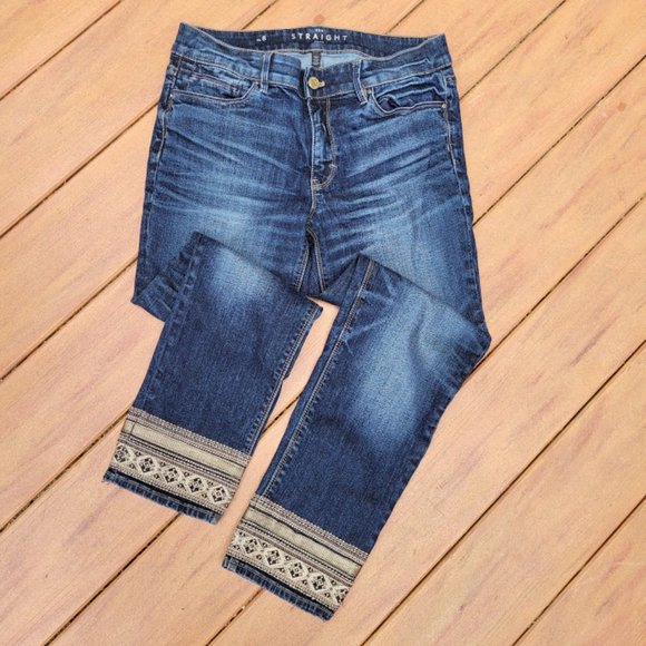 White House Black Market Denim - WHBM Straight Crop Embroidered Jeans 8
